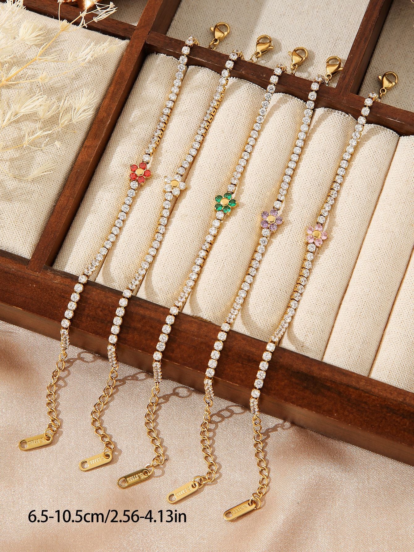 BLOSSOM TENNIS BRACELET | Titanium Steel with Floral Inlay