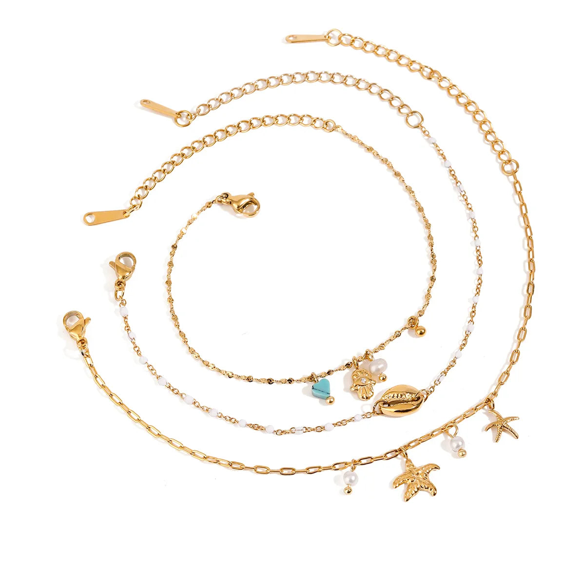STARFISH GLOW SET OF 3 | 316 Stainless Steel Cuban Chain | Beach Girl Energy