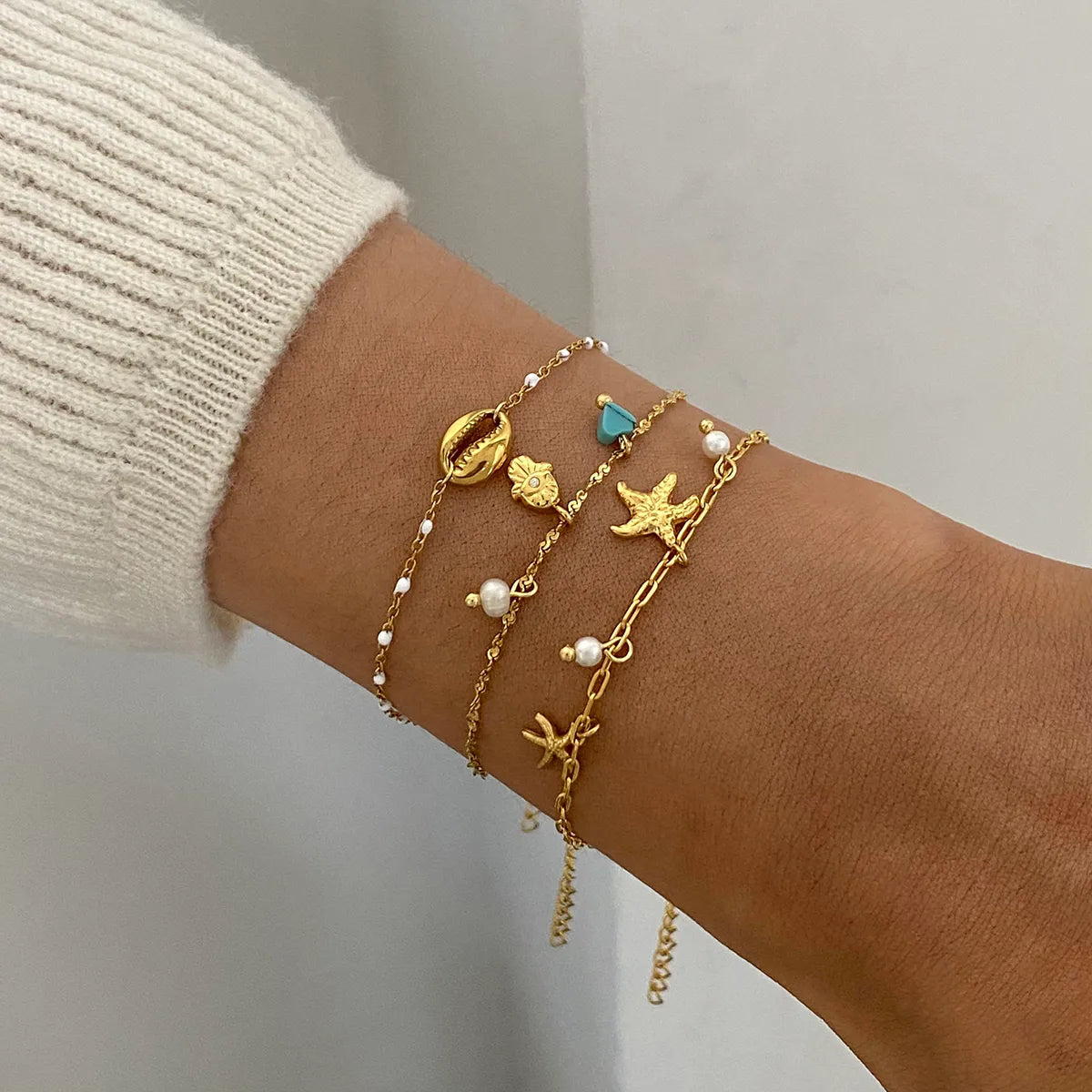 STARFISH GLOW SET OF 3 | 316 Stainless Steel Cuban Chain | Beach Girl Energy