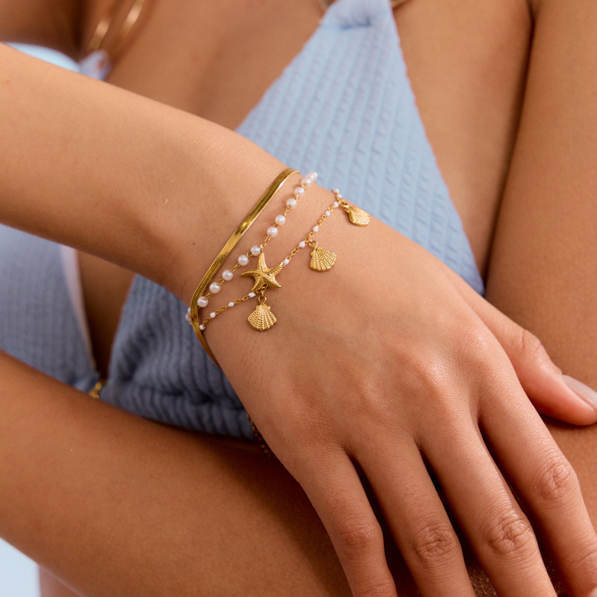 STARFISH GLOW SET OF 3 | 316 Stainless Steel Cuban Chain | Beach Girl Energy