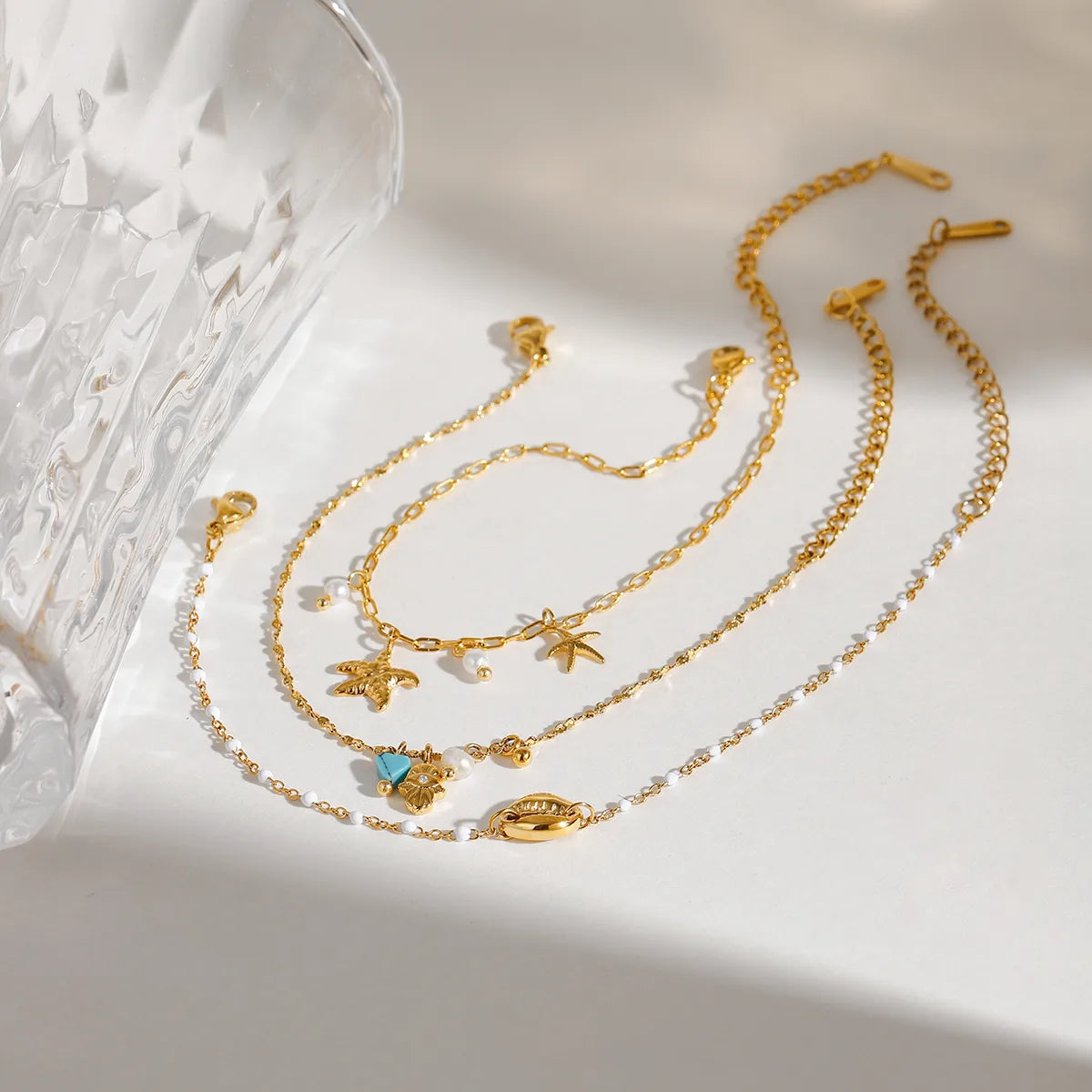 STARFISH GLOW SET OF 3 | 316 Stainless Steel Cuban Chain | Beach Girl Energy
