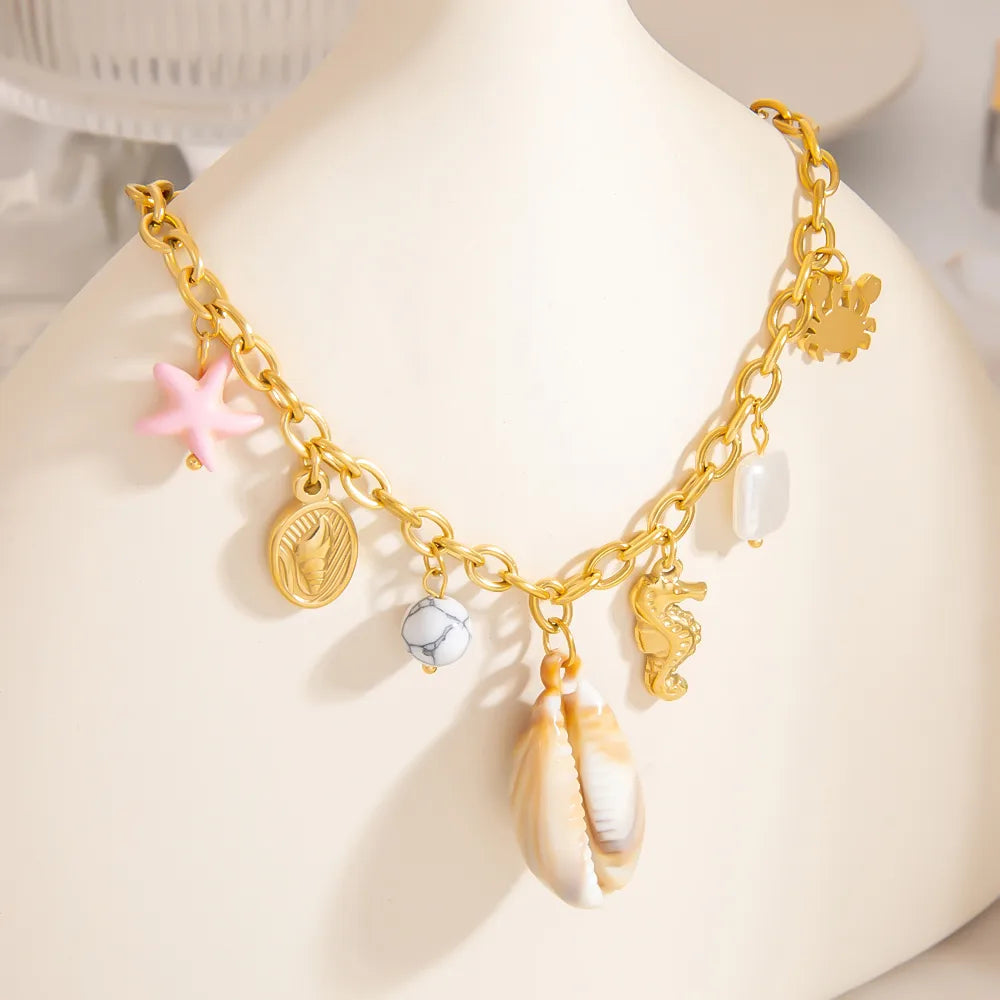 SWEET CONCH PENDANT | Vintage Style 304 Stainless Steel with Cable Chain