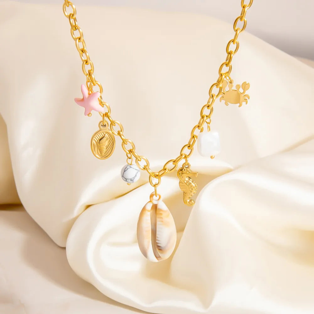 SWEET CONCH PENDANT | Vintage Style 304 Stainless Steel with Cable Chain