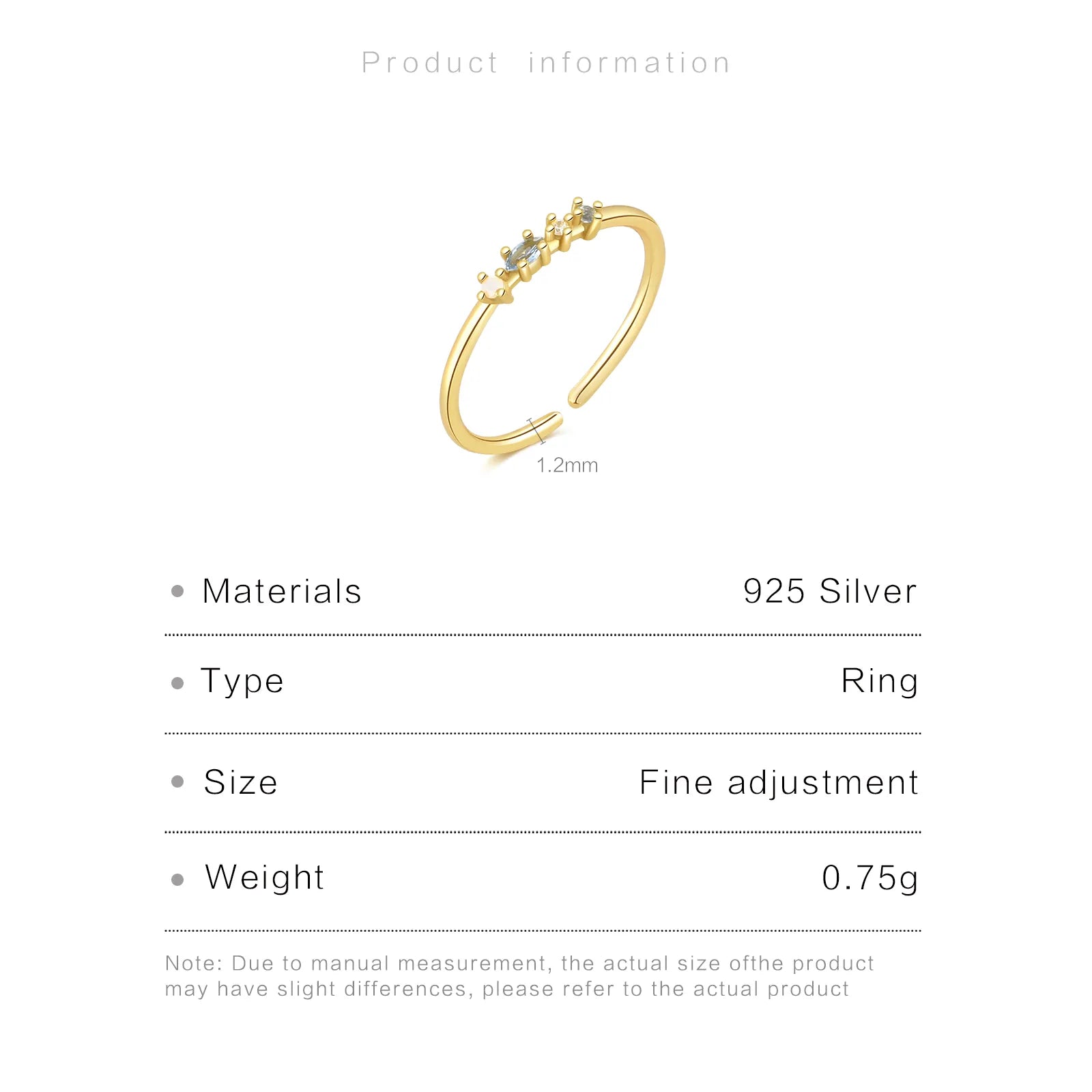 LUMINA RING | 925 Sterling Silver Open Ring with Zircon, 18K Gold &amp; White Gold Plating