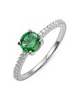 AMIE | Round Birthstone Ring in Silver Full Birthstone