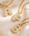 BUBBLE B PAVE | Custom Letter Necklace with Twisted Gold Chain