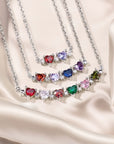 HEARTHS & STARS | Custom Heart Birthstones Necklace with Stars