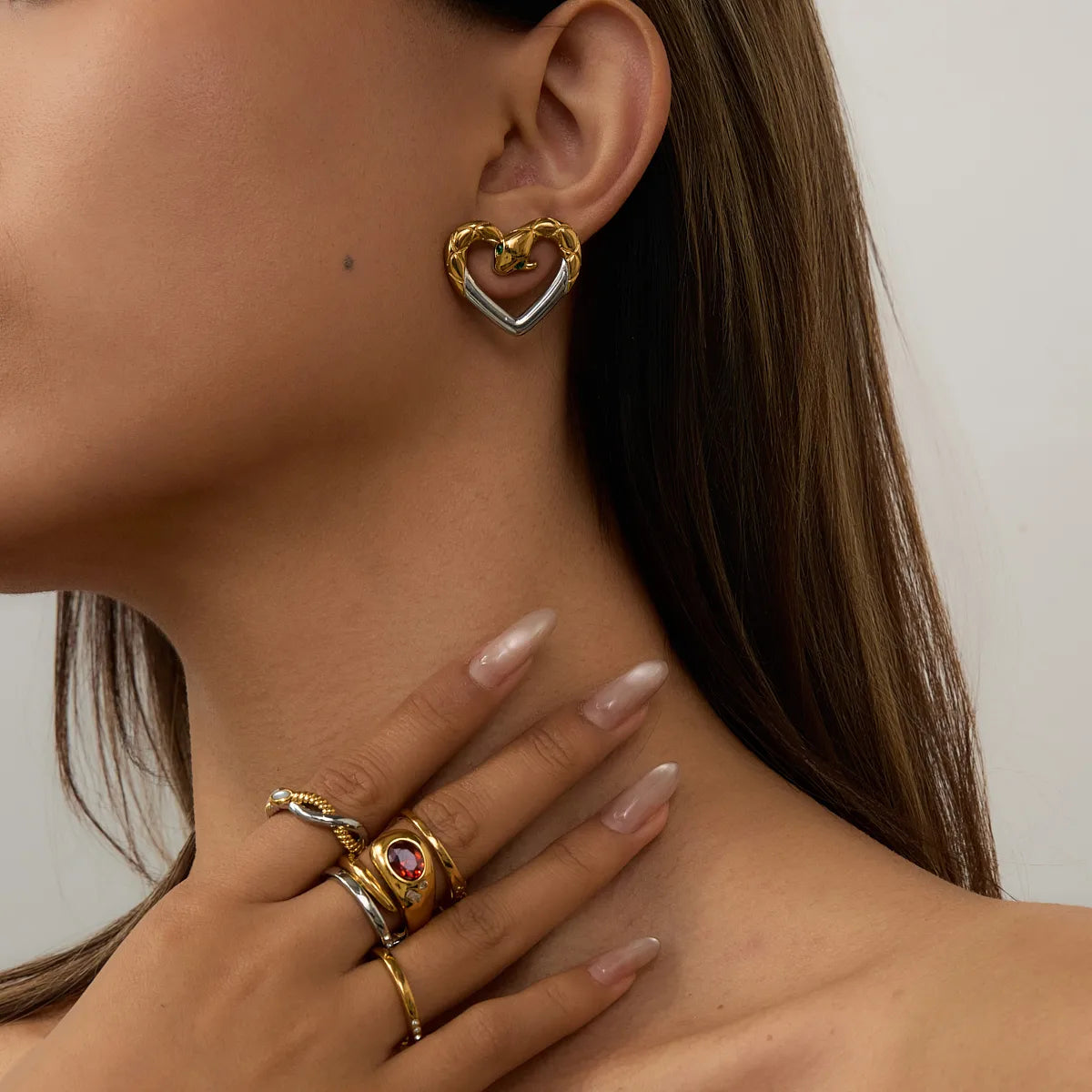 BALANCE STUDS | Geometric Mixed Metal 316 Stainless Steel Earrings