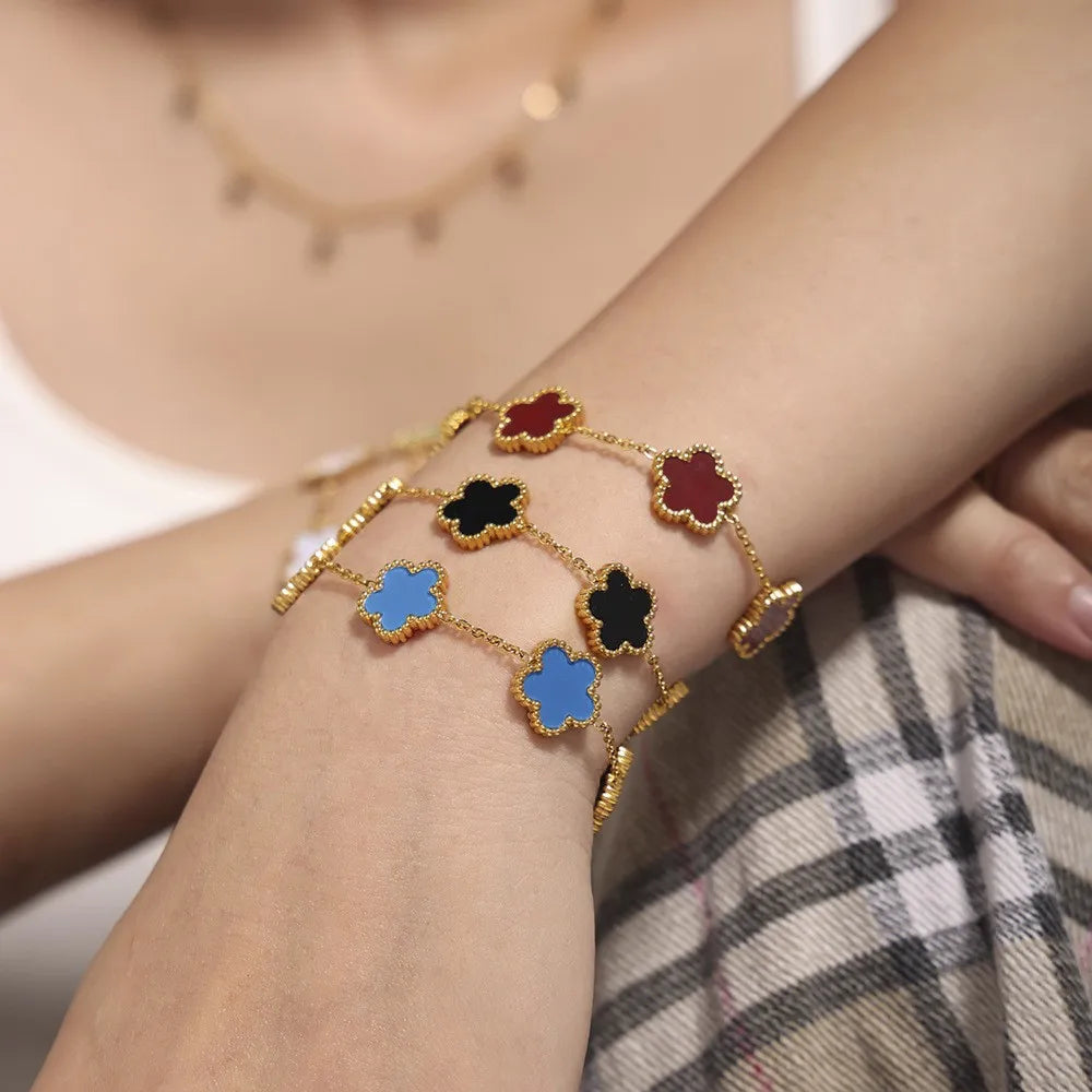 LUCK BLOOM | Four-Leaf Clover Bracelet in 18K Gold-Plated Stainless Steel