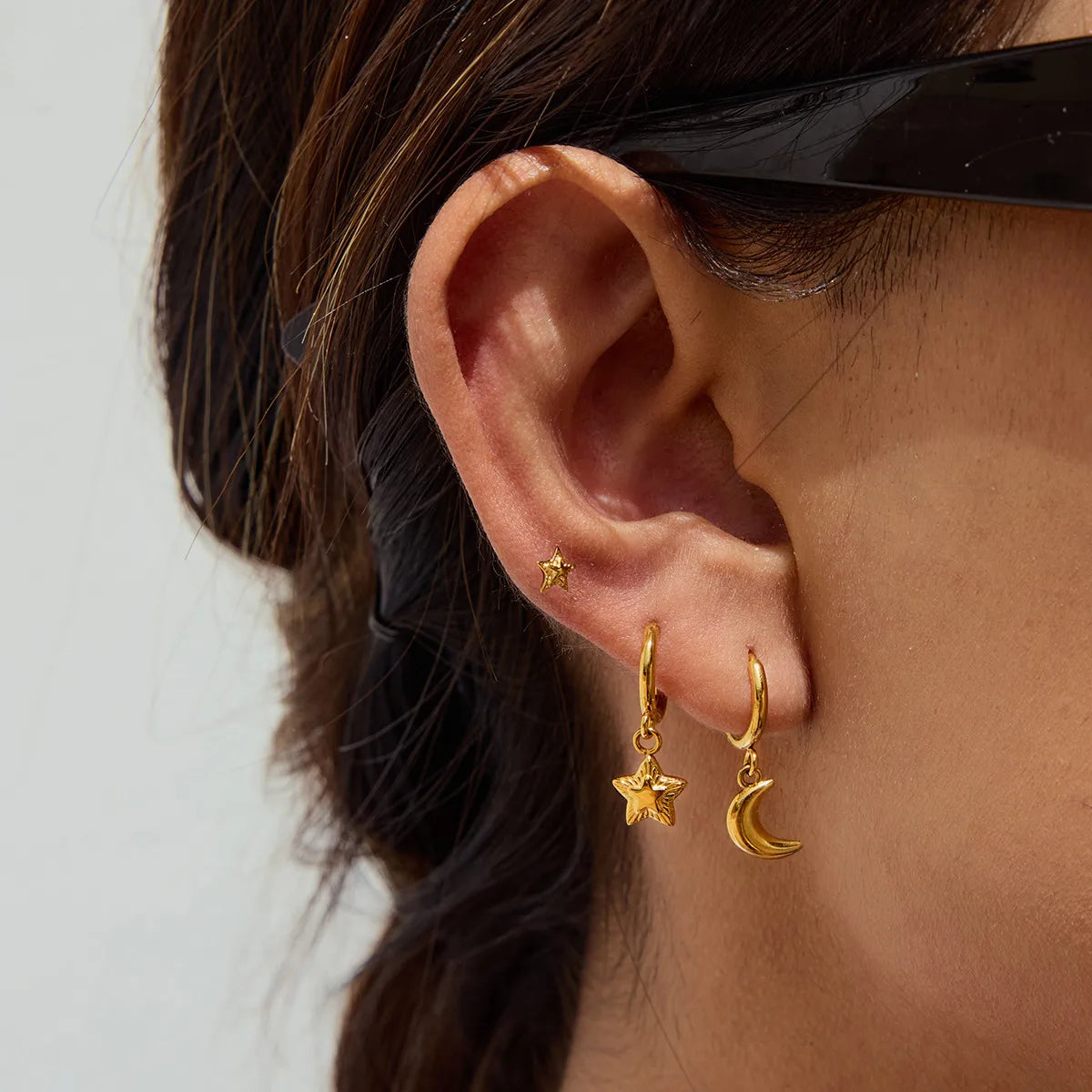 PENTAGRAM STARS | geometric stainless steel earrings set with sleek plating