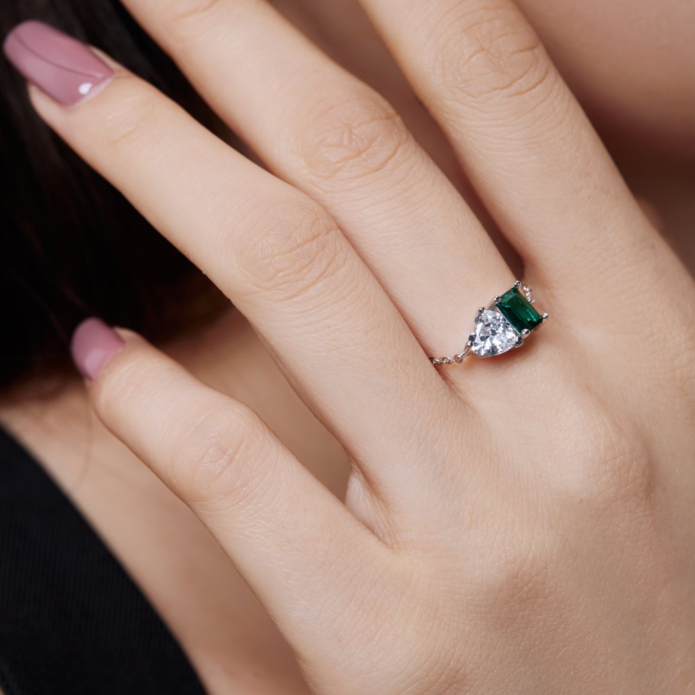 MINIMAL LINK | Open ring with adjustable chain in Sterling Silver 925