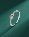 PRINCESS DIANA | Princess-Cut Birthstone Ring in Silver Full Birthstone