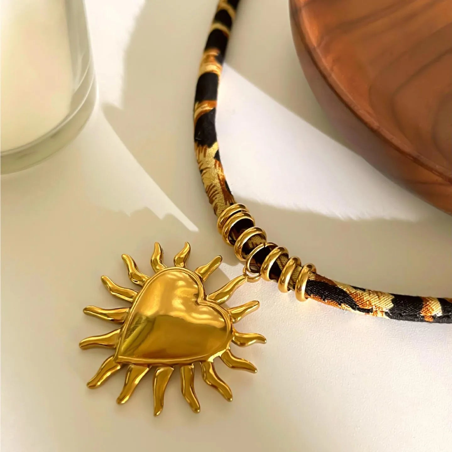 HEART PENDANT NECKLACE | Classic 18K Gold Plated with Cord String