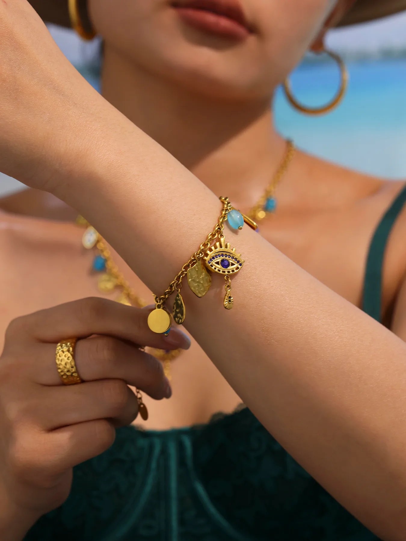 SOULSHINE SET | Devil’s Eye Beaded Jewelry in 18K Gold-Plated Stainless Steel