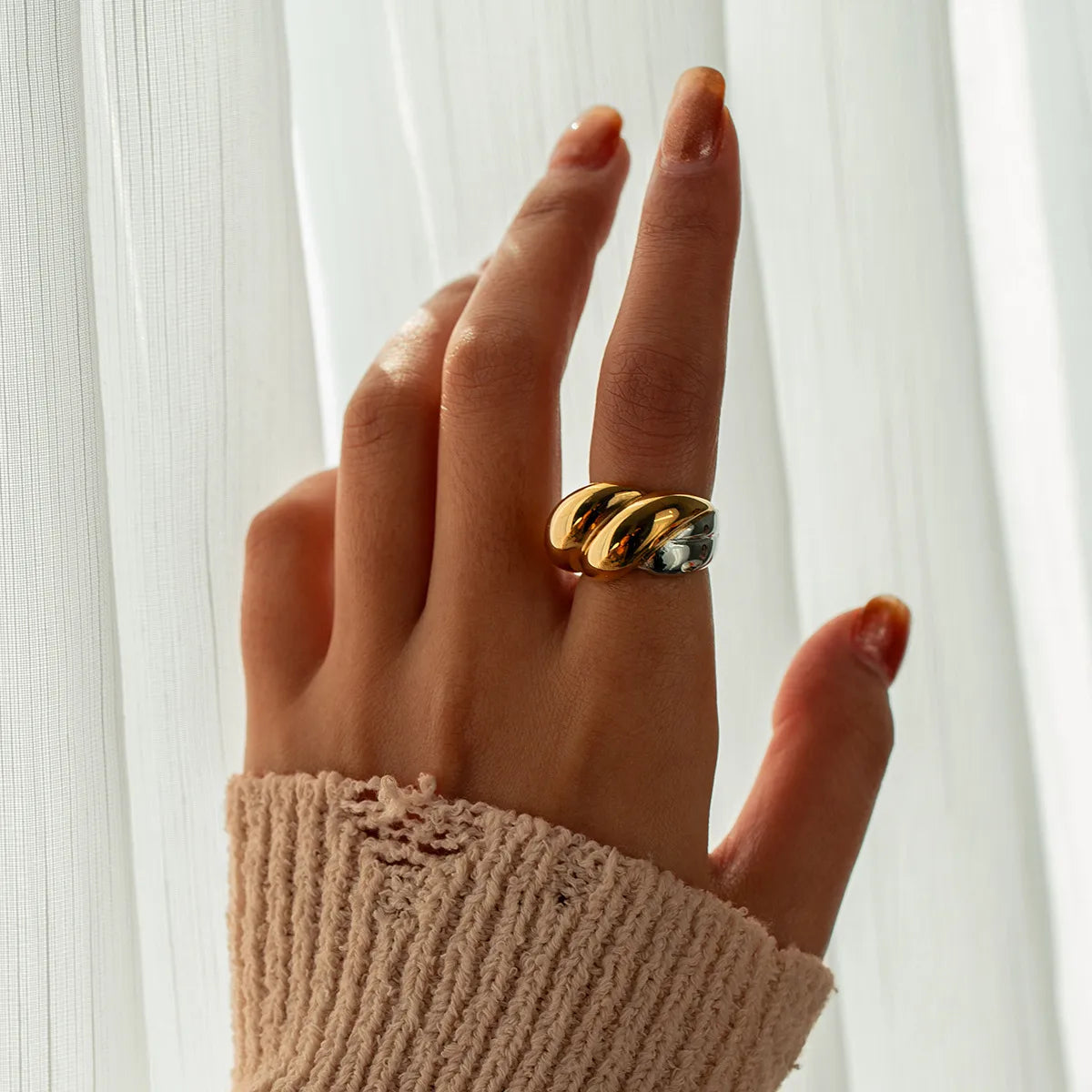 GLAM GEOMETRIC RING | Gold &amp; Silver Mix Open Ring in 304 Stainless Steel