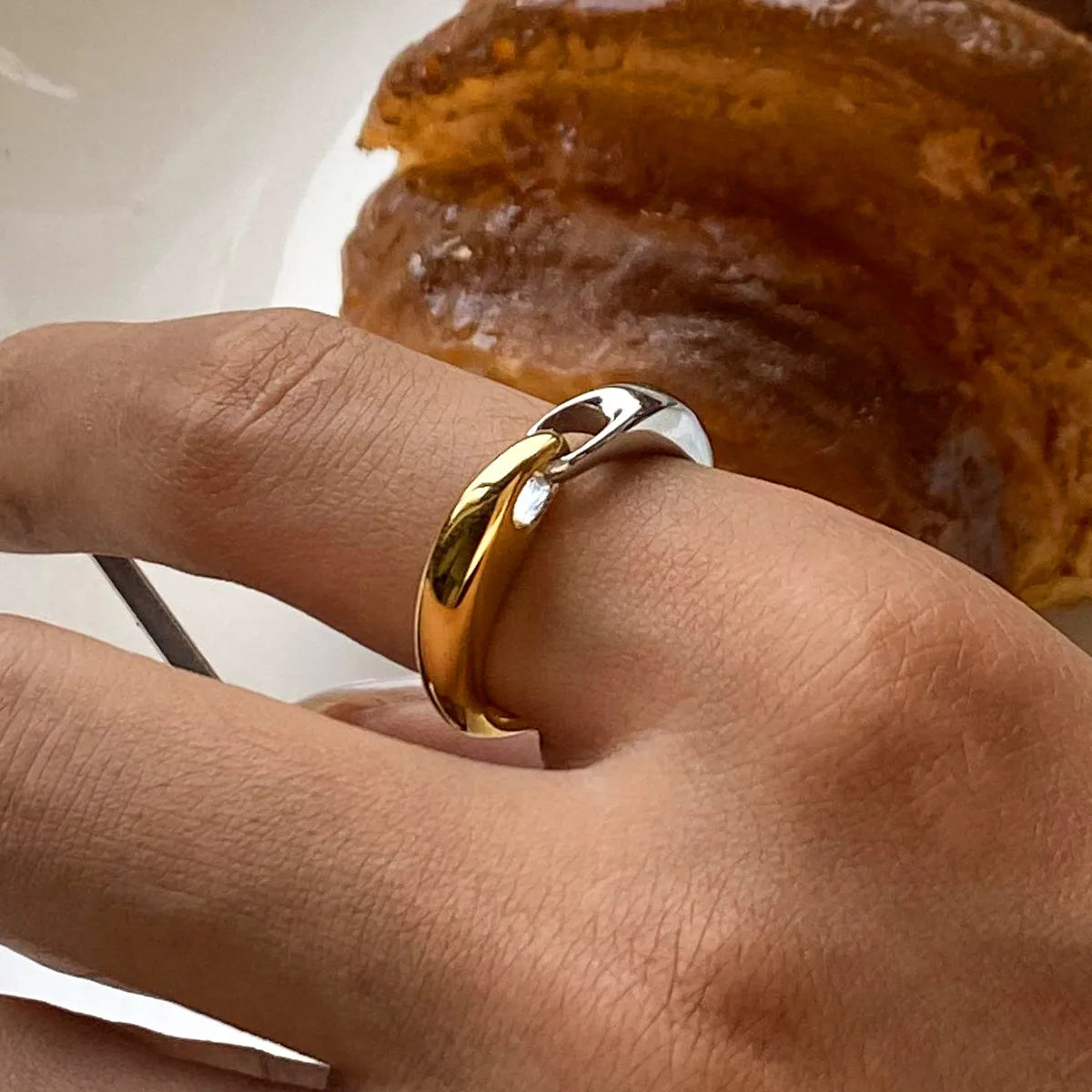 GLAM GEOMETRIC RING | Gold &amp; Silver Mix Open Ring in 304 Stainless Steel