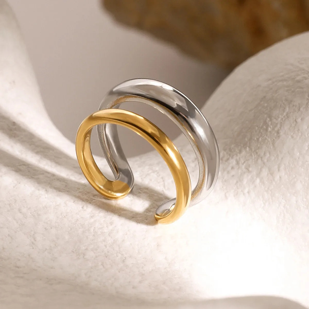 GLAM GEOMETRIC RING | Gold &amp; Silver Mix Open Ring in 304 Stainless Steel
