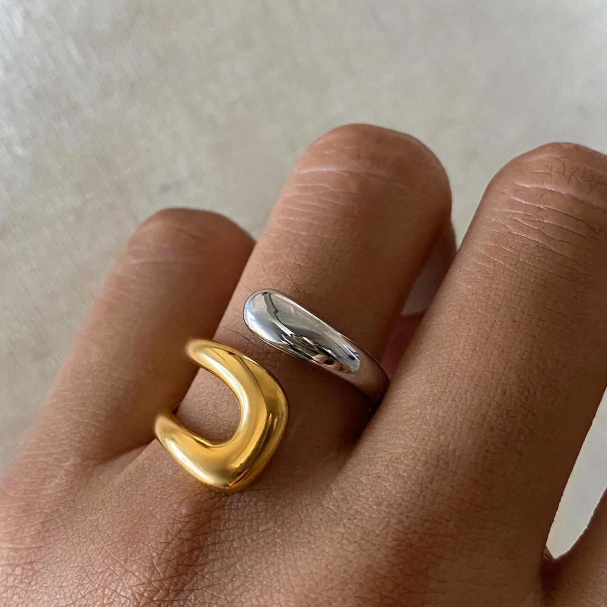 GLAM GEOMETRIC RING | Gold &amp; Silver Mix Open Ring in 304 Stainless Steel