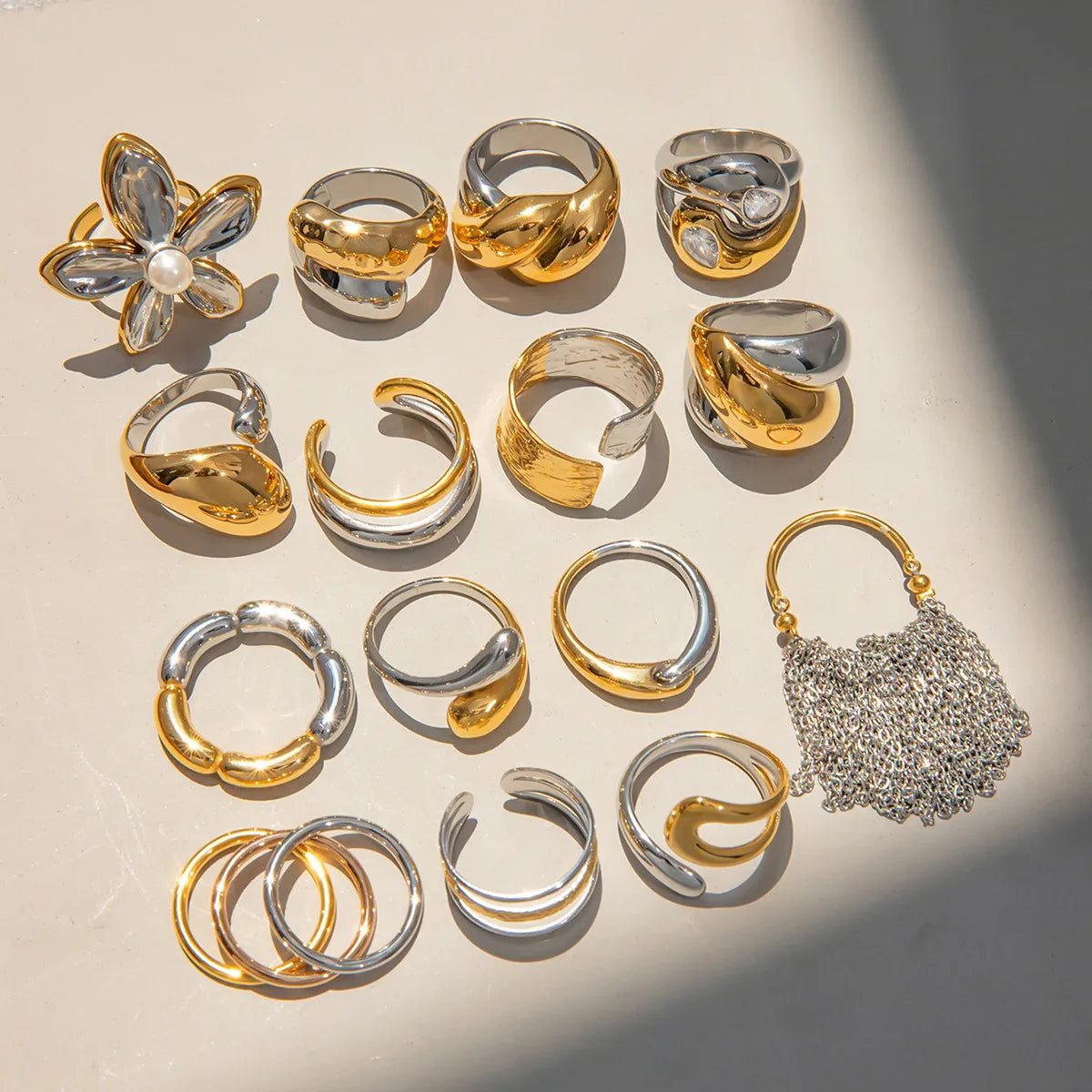 GLAM GEOMETRIC RING | Gold &amp; Silver Mix Open Ring in 304 Stainless Steel