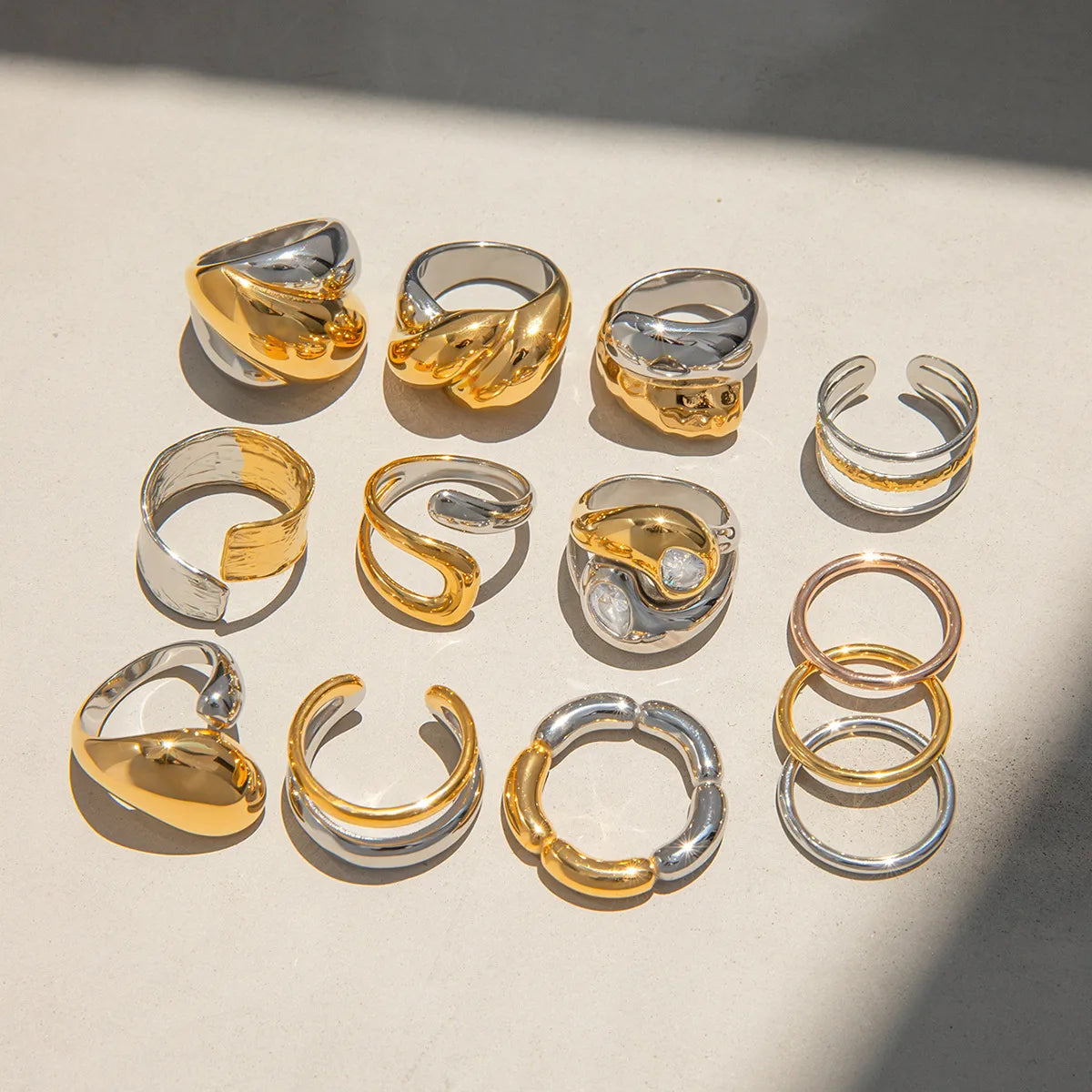 GLAM GEOMETRIC RING | Gold &amp; Silver Mix Open Ring in 304 Stainless Steel