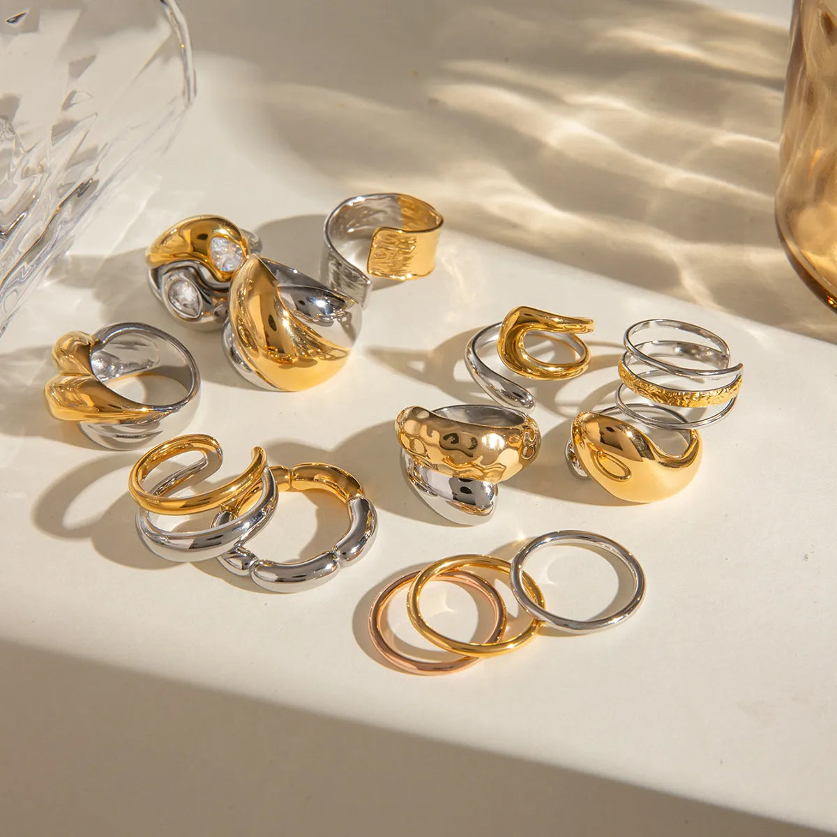 GLAM GEOMETRIC RING | Gold &amp; Silver Mix Open Ring in 304 Stainless Steel