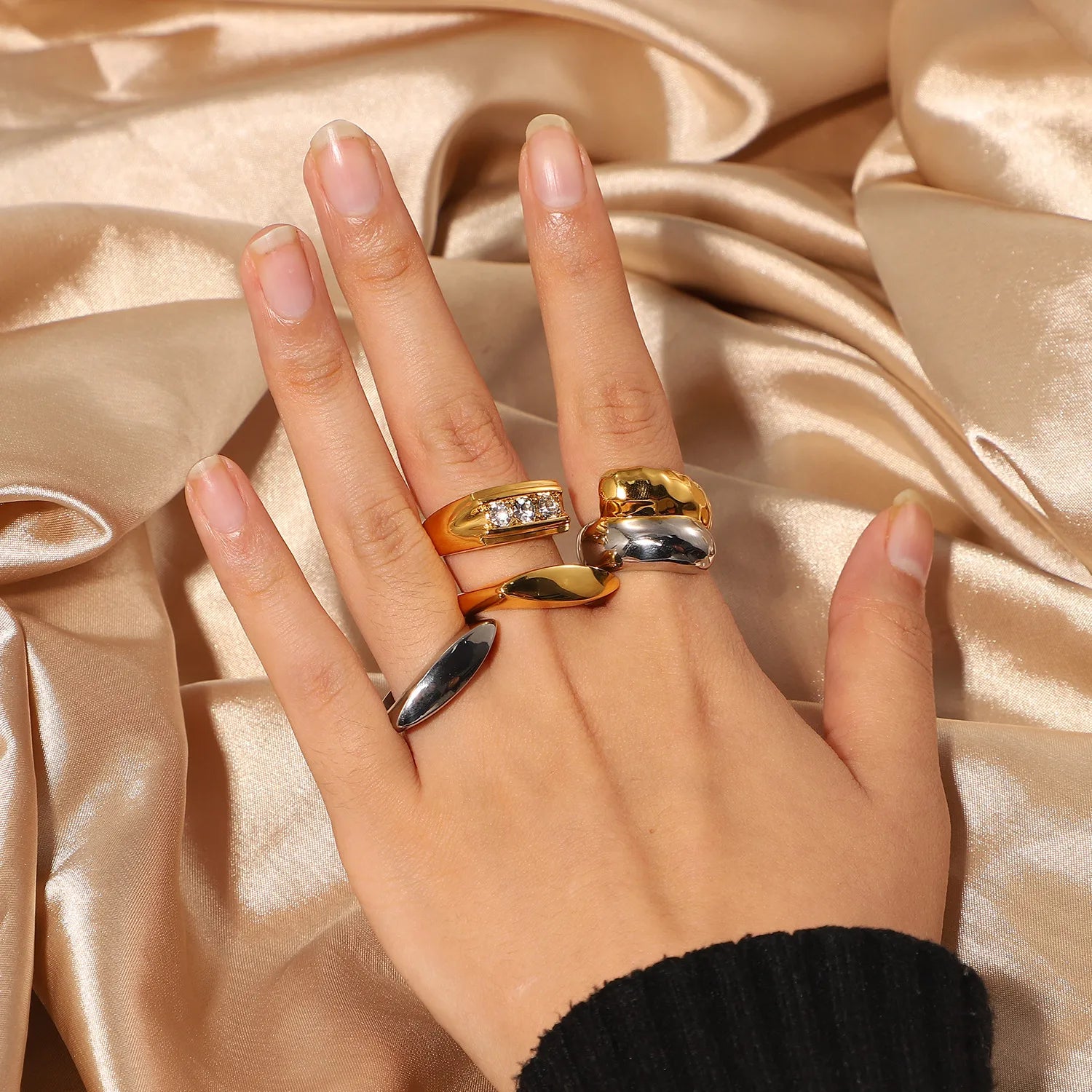 GLAM GEOMETRIC RING | Gold &amp; Silver Mix Open Ring in 304 Stainless Steel