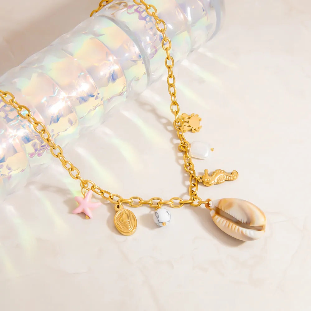 SWEET CONCH PENDANT | Vintage Style 304 Stainless Steel with Cable Chain