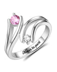 DOUBLE LOVE | Personalized Engraved Double Birthstones Ring Sterling Silver