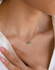 DAINTY | Minimal Personalized 1-8 Baguette Birthstones Dainty Pendant Necklace
