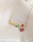 DAINTY FLOWER & NAME | Personalized Name & Birth Flower Necklace